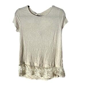 XS Alya lace bottom oatmeal top - blouse - Francesca's